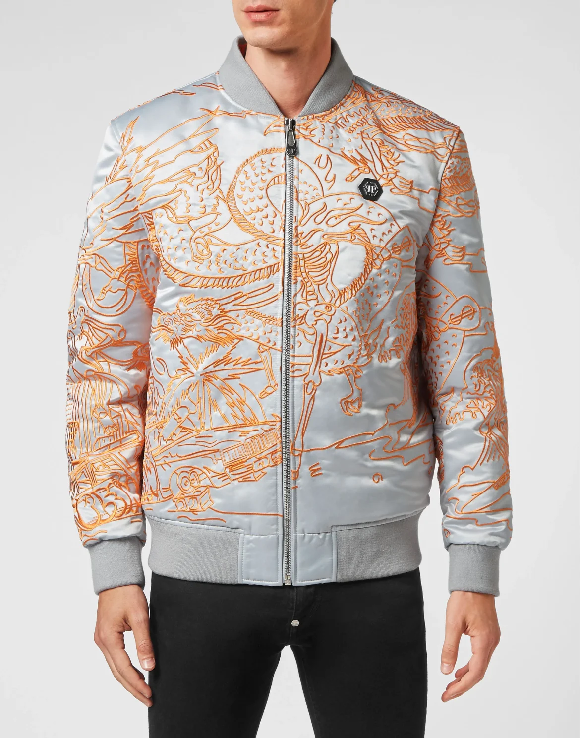 Satin Bomber Skeleton tattoo, цвет: Серый