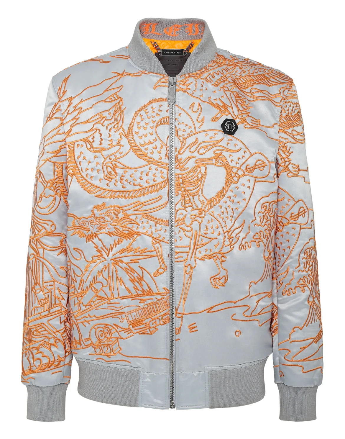 Satin Bomber Skeleton tattoo, цвет: Серый