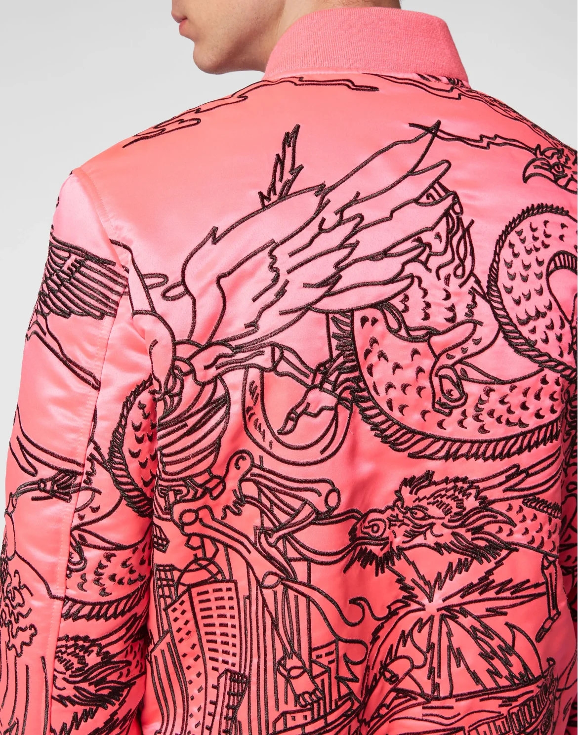 Satin Bomber Skeleton tattoo, цвет: Розовый