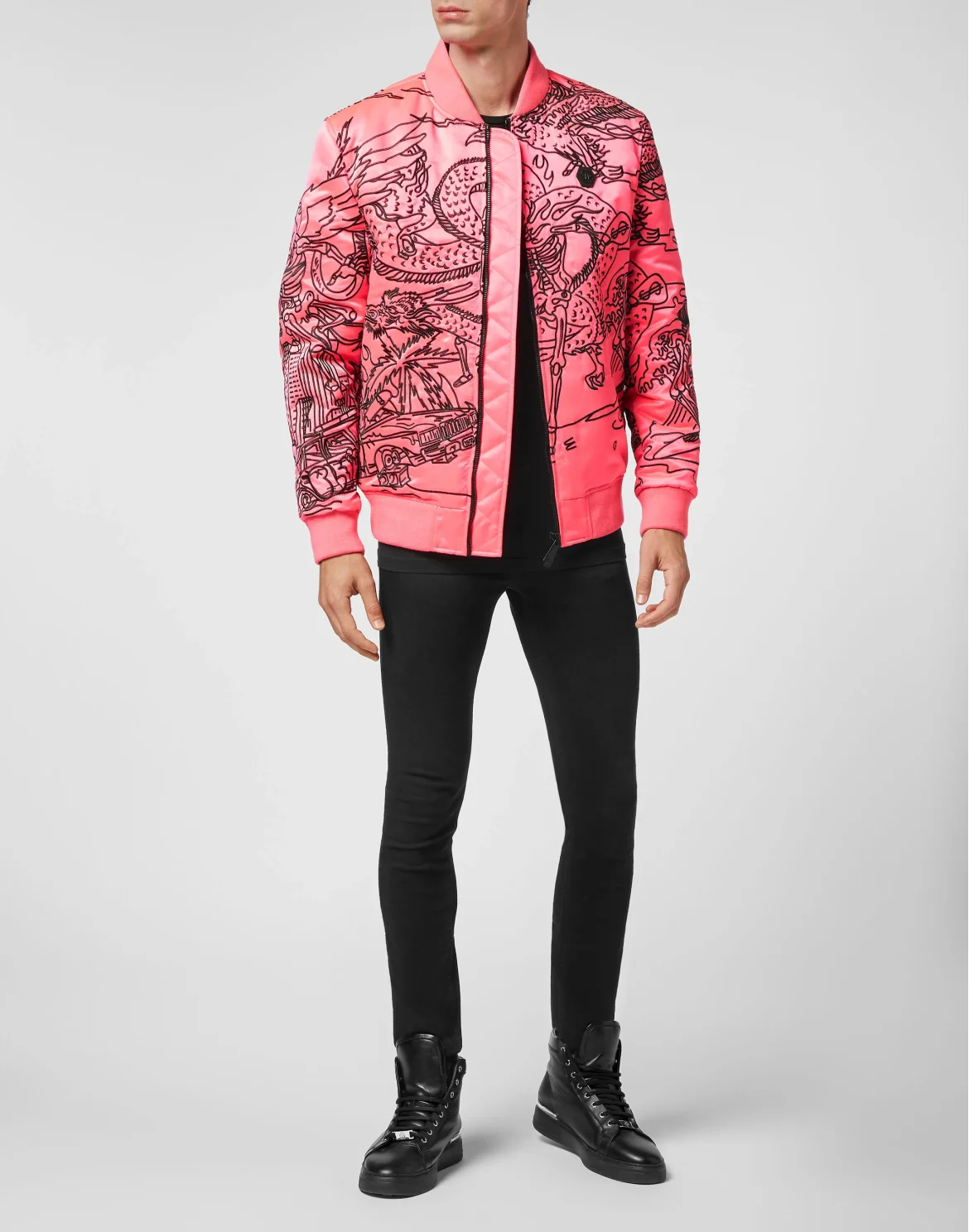 Satin Bomber Skeleton tattoo, цвет: Розовый
