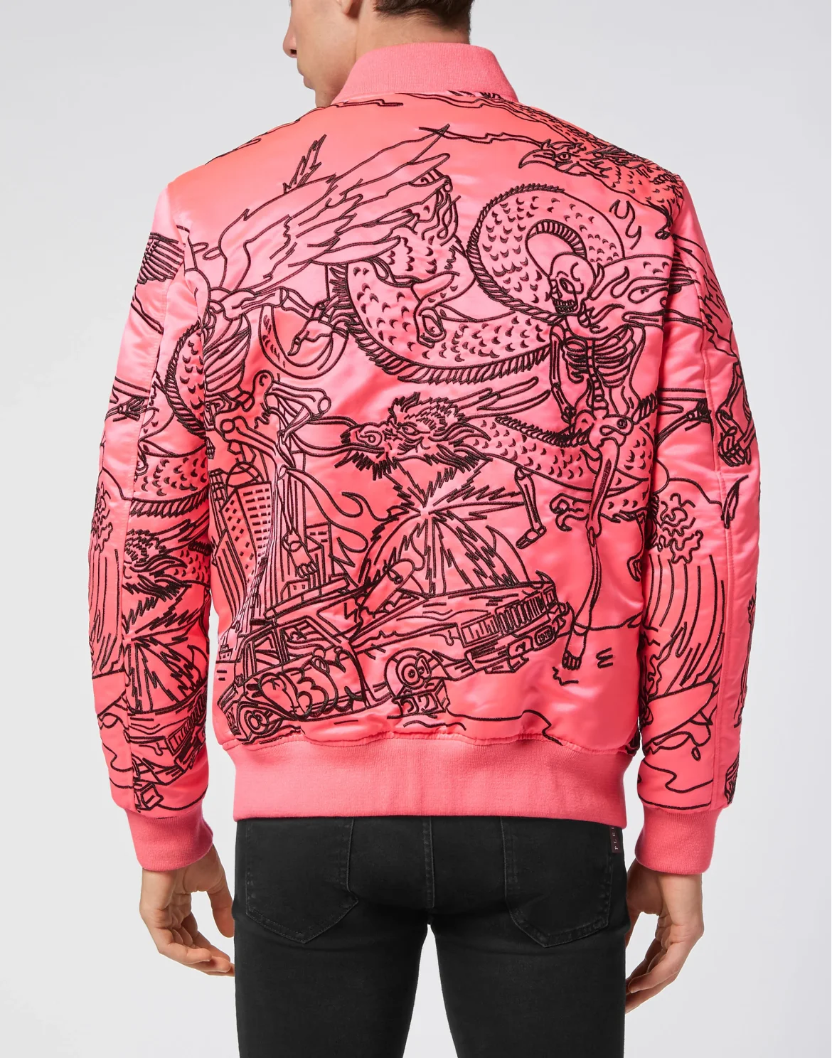 Satin Bomber Skeleton tattoo, цвет: Розовый