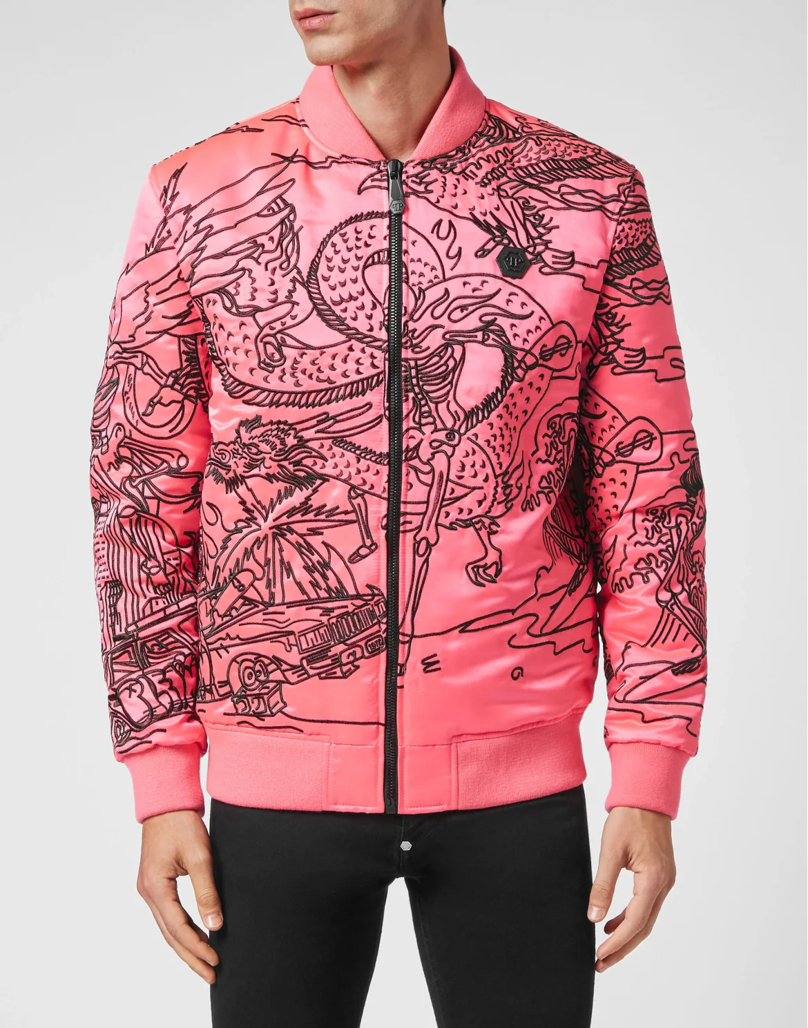 Satin Bomber Skeleton tattoo, цвет: Розовый