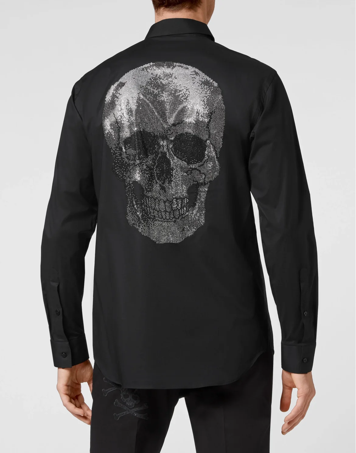 Cotton Shirt Playboy Cut LS Skull strass, цвет: Черный