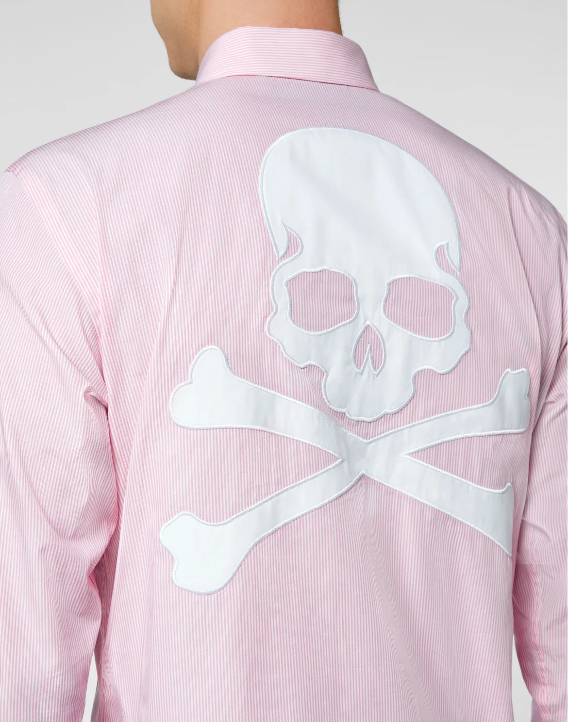 Cotton pinstripes Shirt Playboy Cut LS Skull, цвет: Розовый