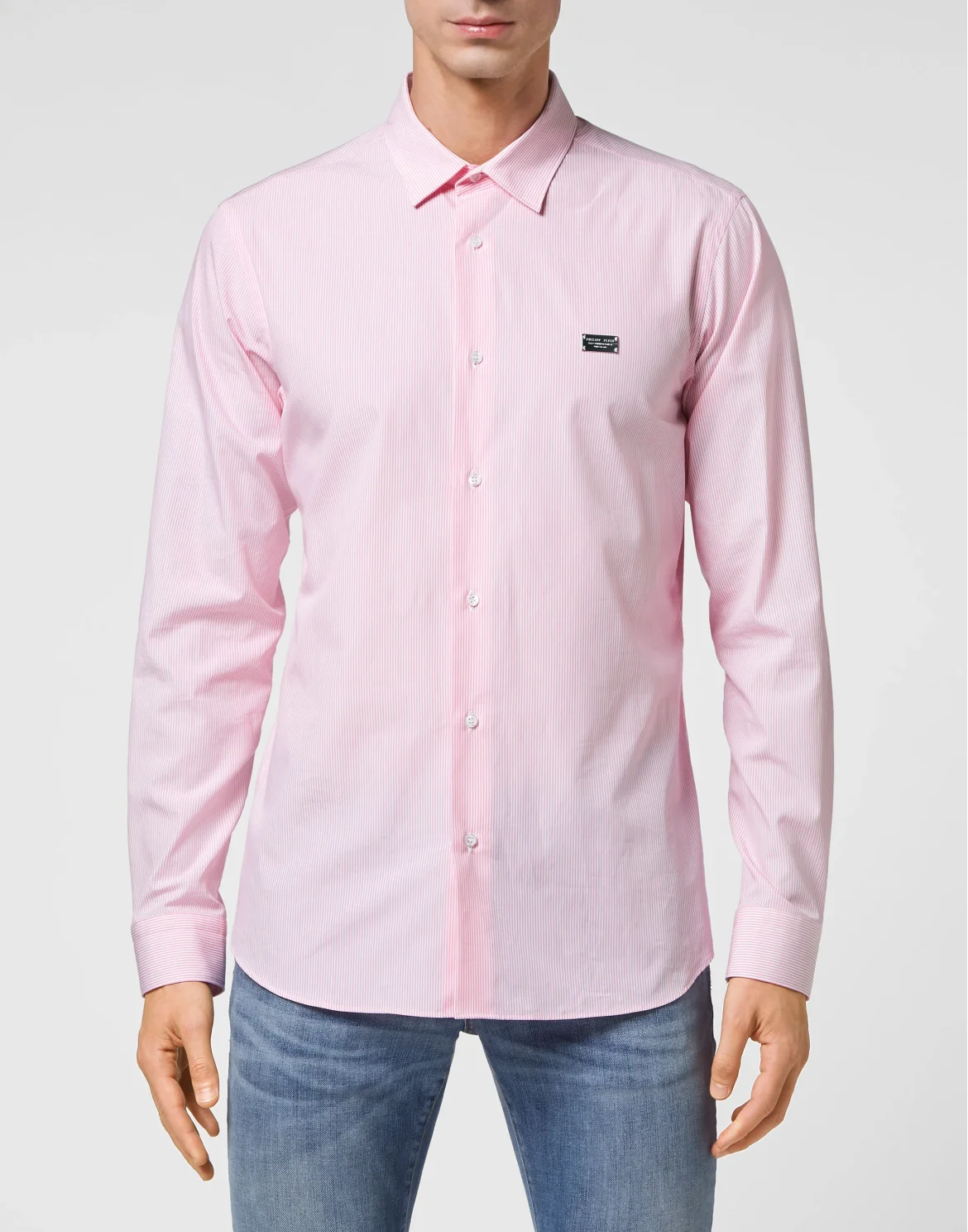 Cotton pinstripes Shirt Playboy Cut LS Skull, цвет: Розовый