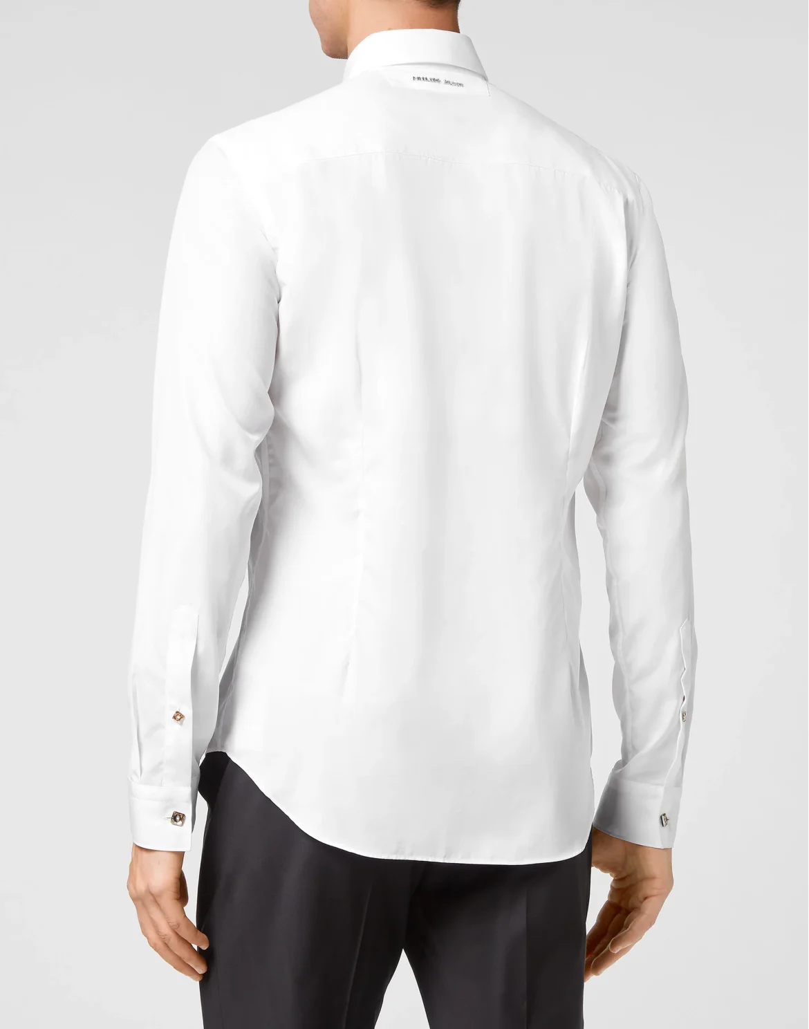 Cotton Shirt Smoking Cut LS Iconic Plein, цвет: Белый