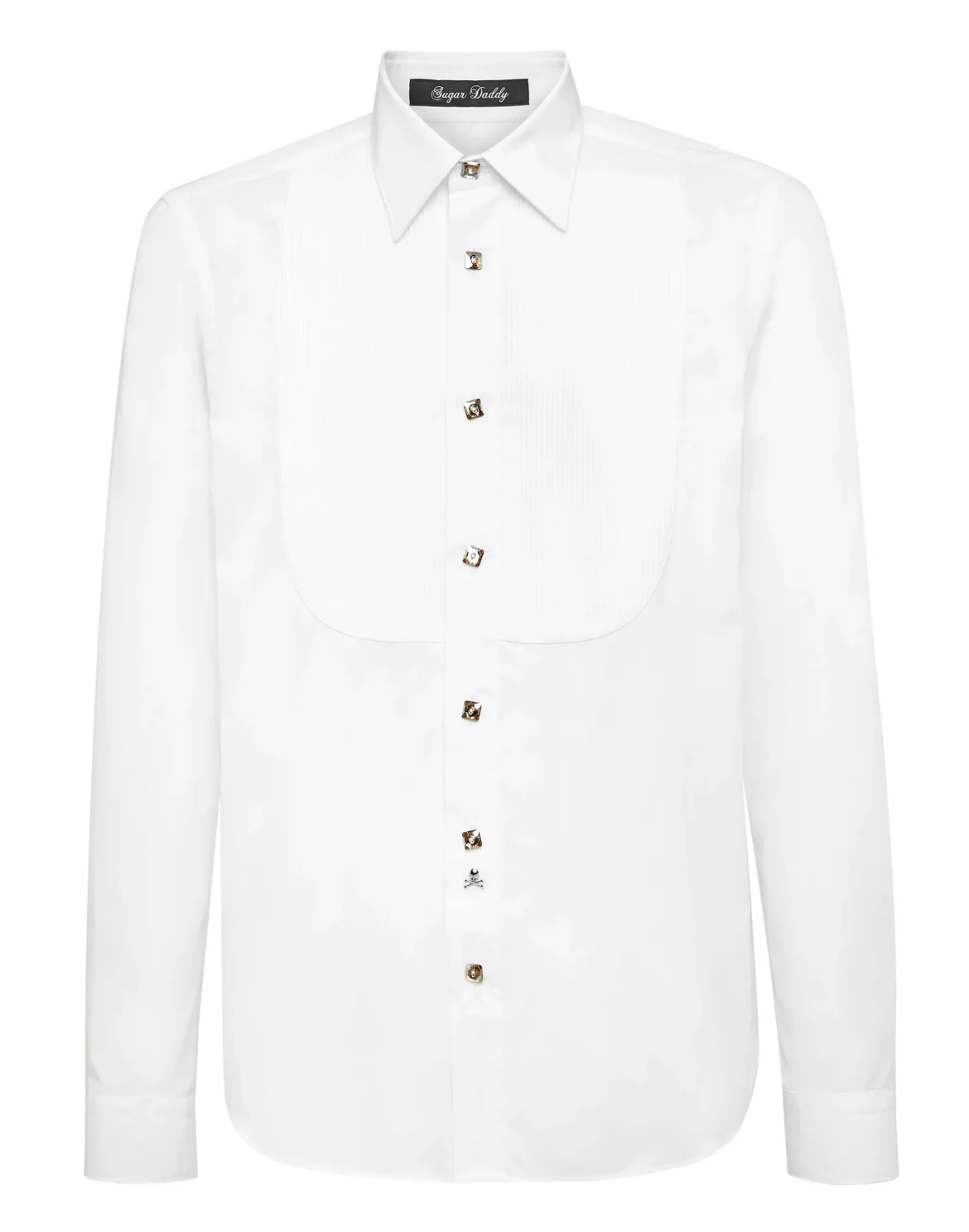 Cotton Shirt Smoking Cut LS Iconic Plein, цвет: Белый