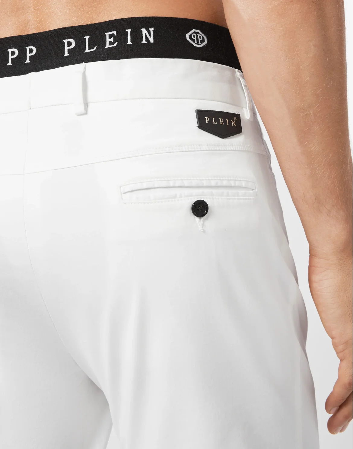 Cotton Long Trousers Chinos fit Iconic Plein, цвет: Белый