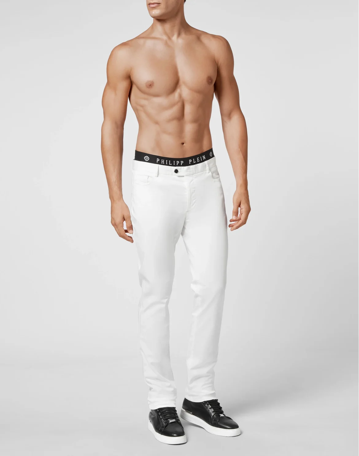 Cotton Long Trousers Chinos fit Iconic Plein, цвет: Белый