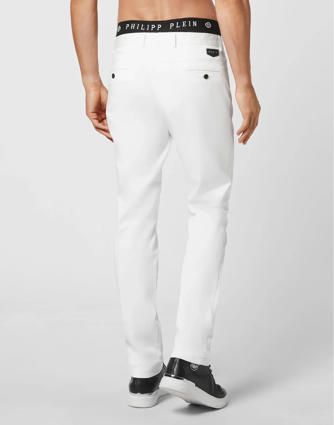 Cotton Long Trousers Chinos fit Iconic Plein, цвет: Белый