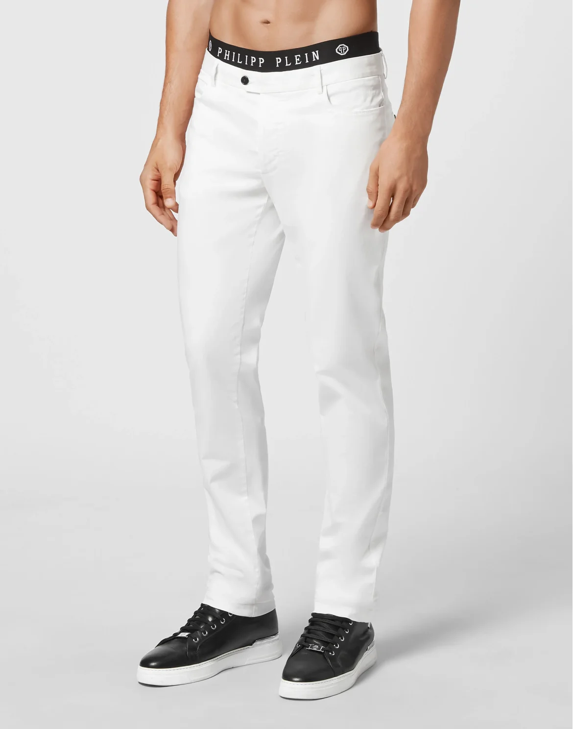 Cotton Long Trousers Chinos fit Iconic Plein, цвет: Белый