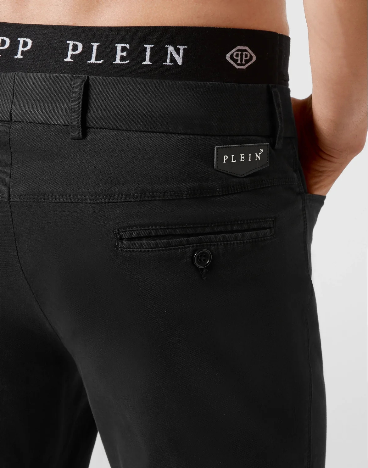 Cotton Long Trousers Chinos fit Iconic Plein, цвет: Черный