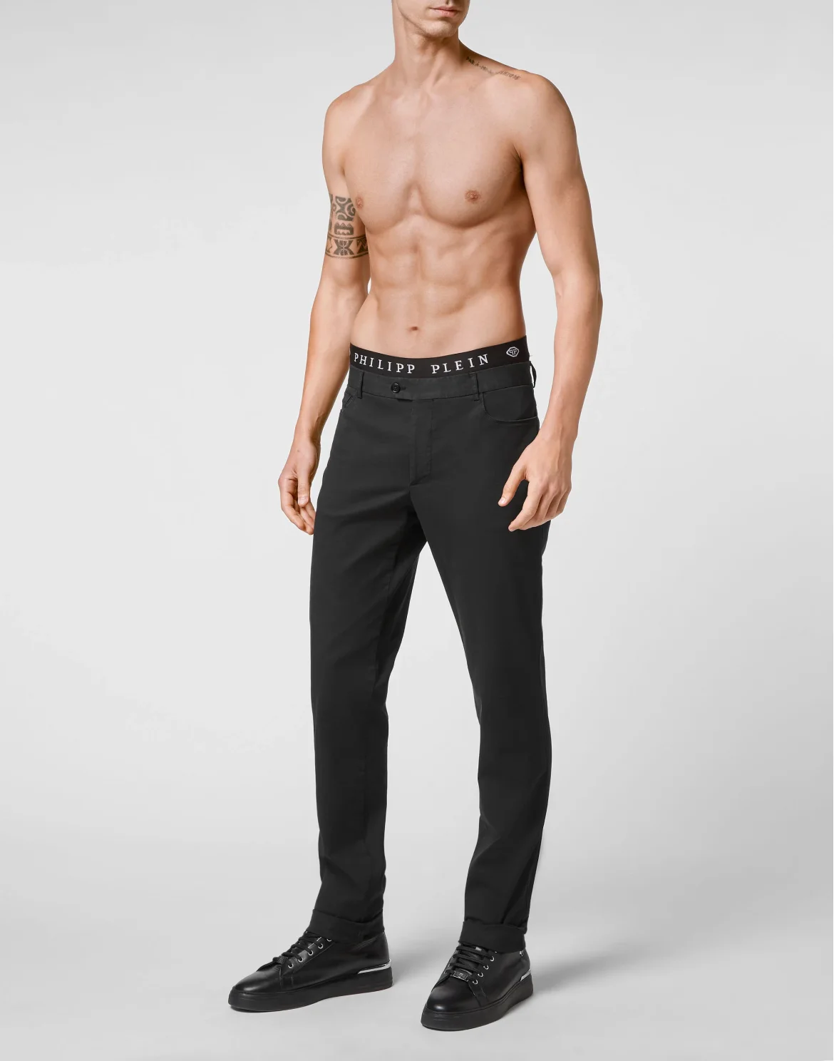 Cotton Long Trousers Chinos fit Iconic Plein, цвет: Черный