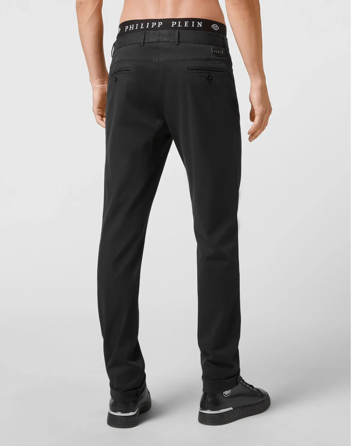 Cotton Long Trousers Chinos fit Iconic Plein, цвет: Черный