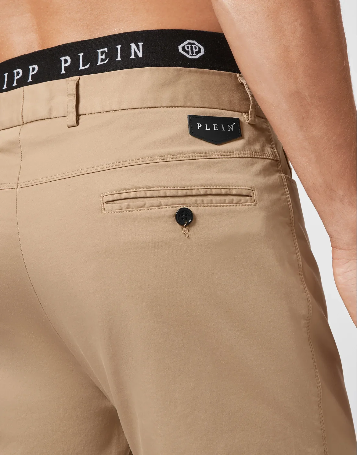 Cotton Long Trousers Chinos fit Iconic Plein, цвет: Бежевый