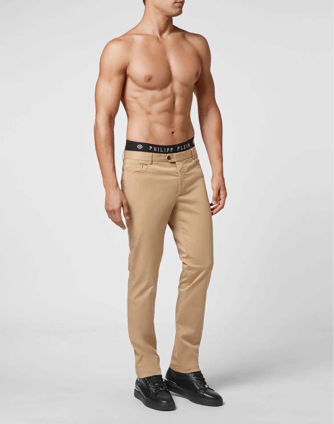 Cotton Long Trousers Chinos fit Iconic Plein, цвет: Бежевый