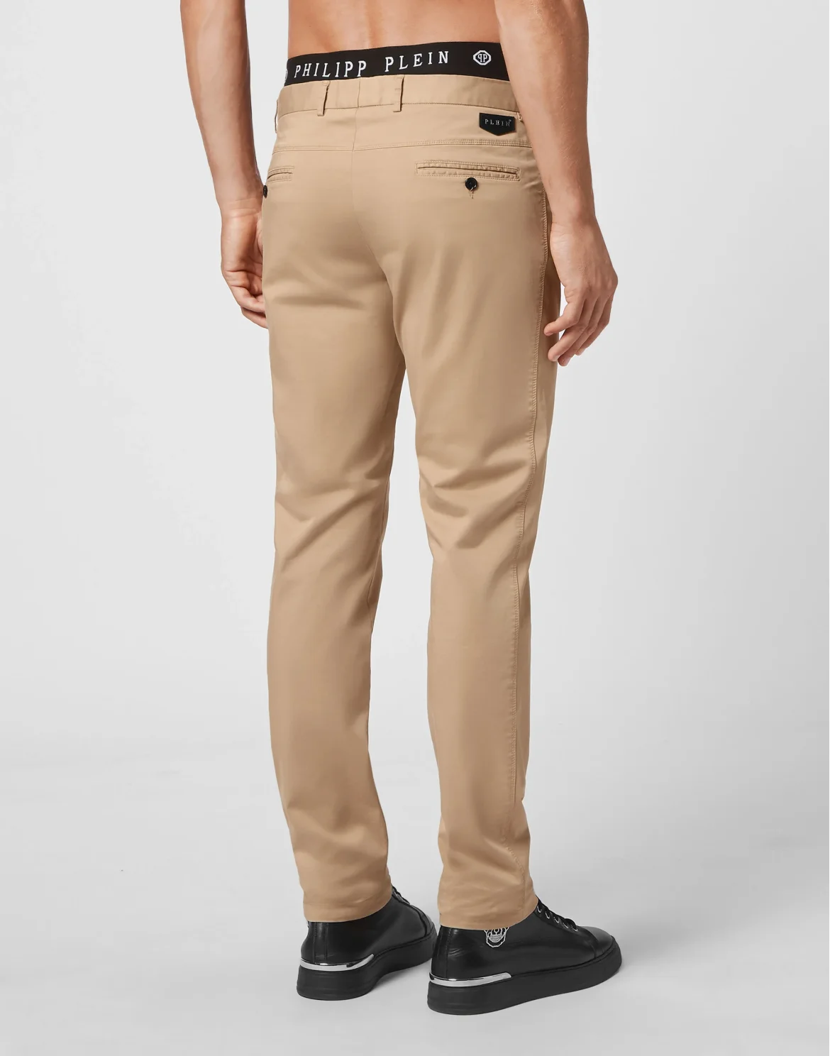 Cotton Long Trousers Chinos fit Iconic Plein, цвет: Бежевый