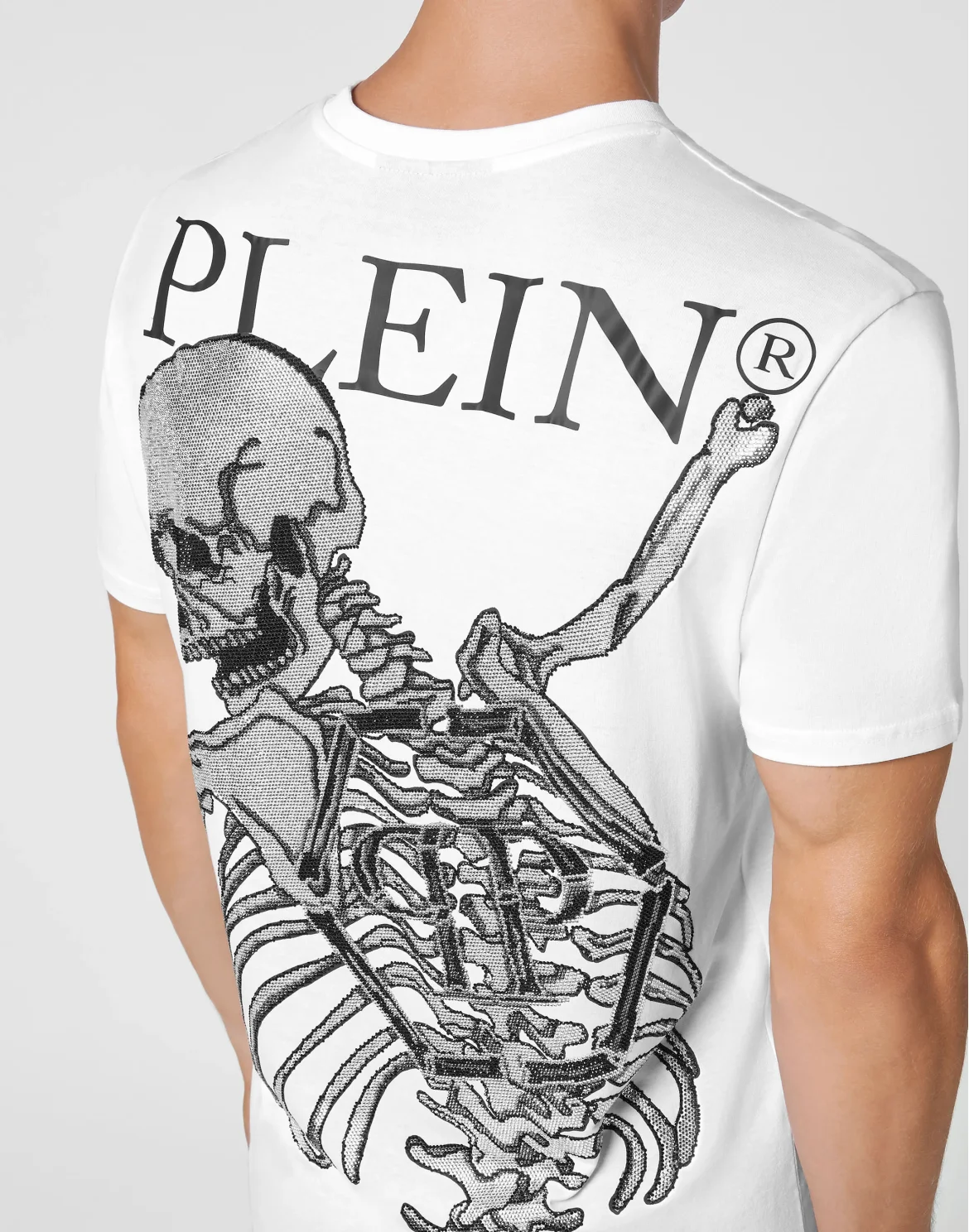 T-shirt Round Neck SS Skeleton with Crystals, цвет: Белый