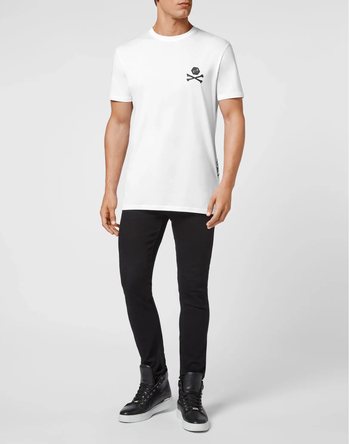 T-shirt Round Neck SS Skeleton with Crystals, цвет: Белый