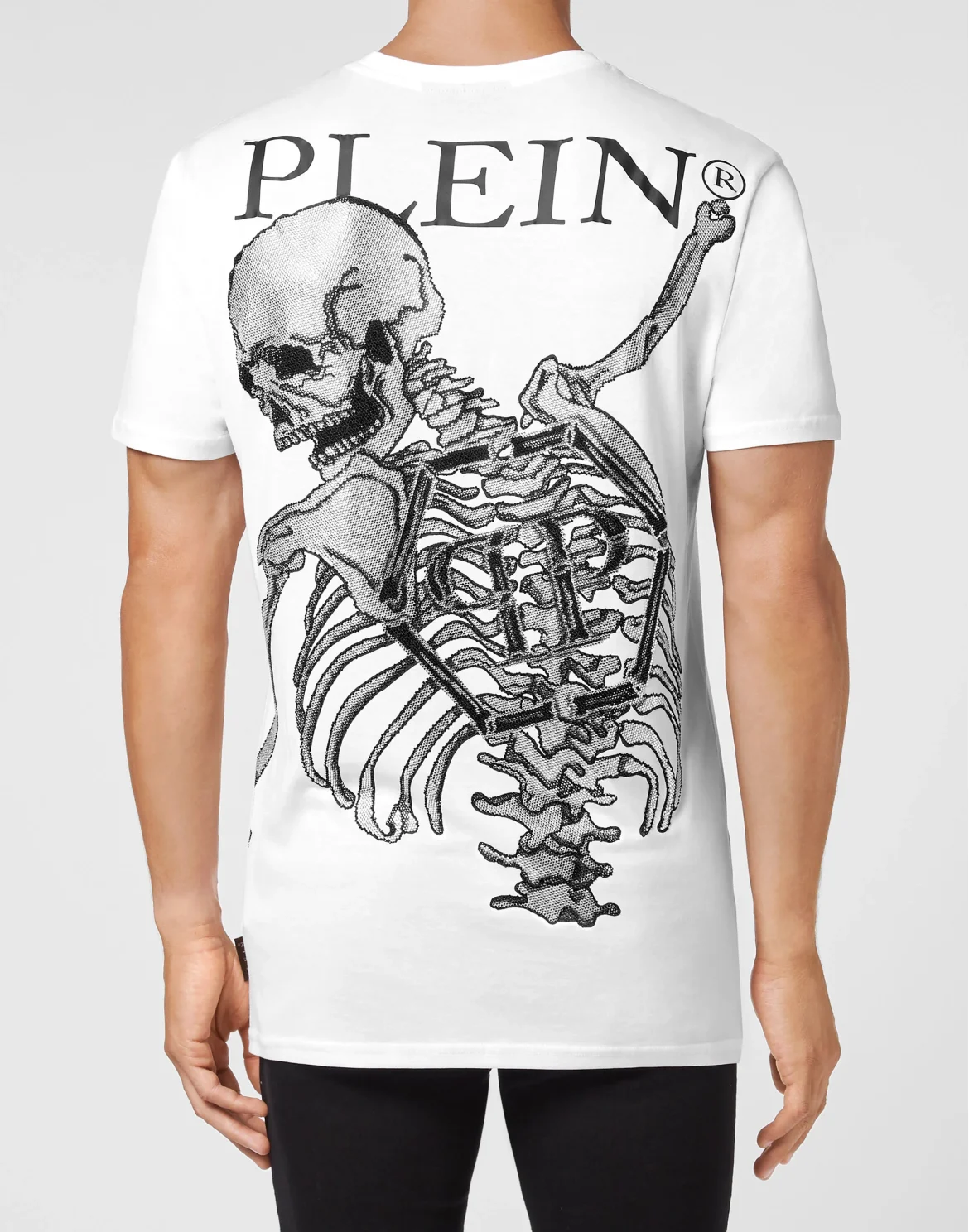 T-shirt Round Neck SS Skeleton with Crystals, цвет: Белый