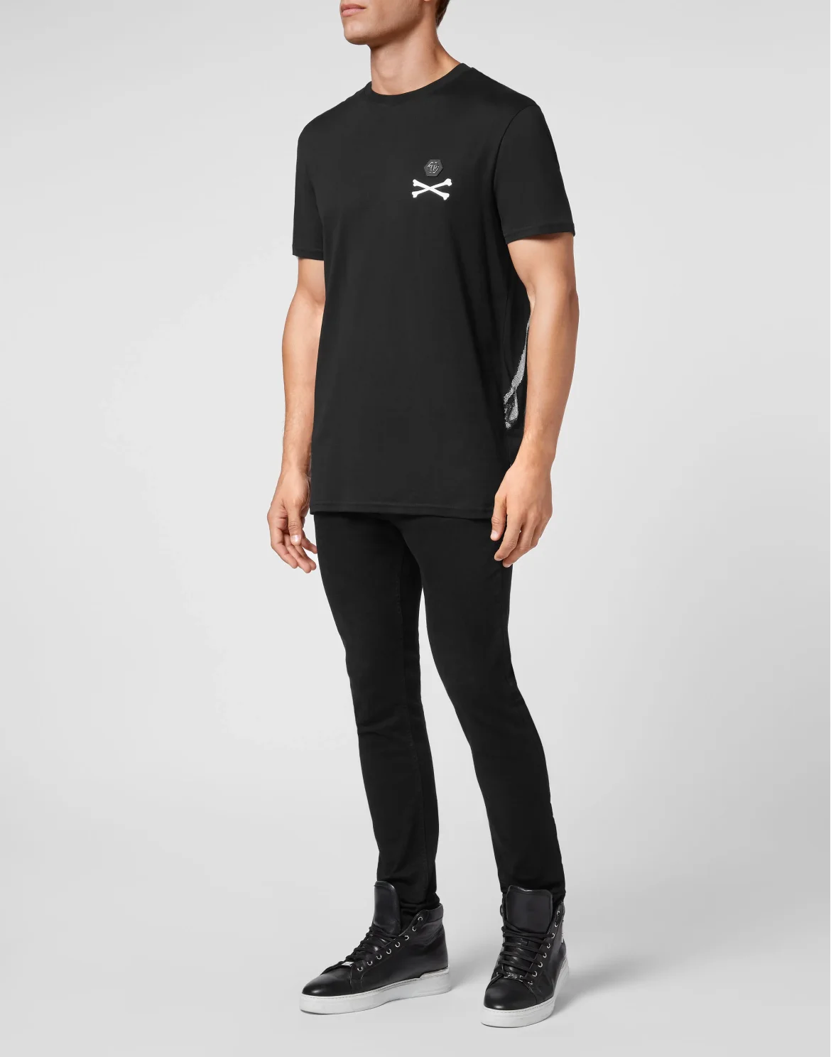 T-shirt Round Neck SS Skeleton with Crystals, цвет: Черный