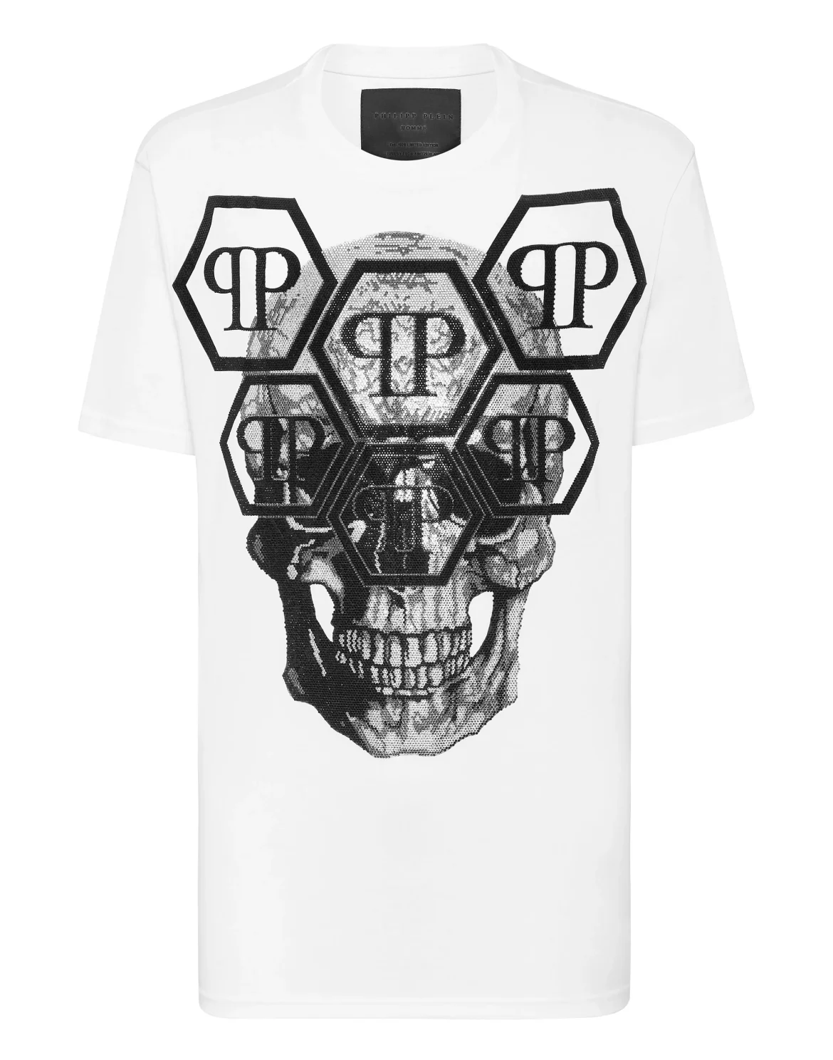 T-shirt Round Neck SS Skull with Crystals, цвет: Белый