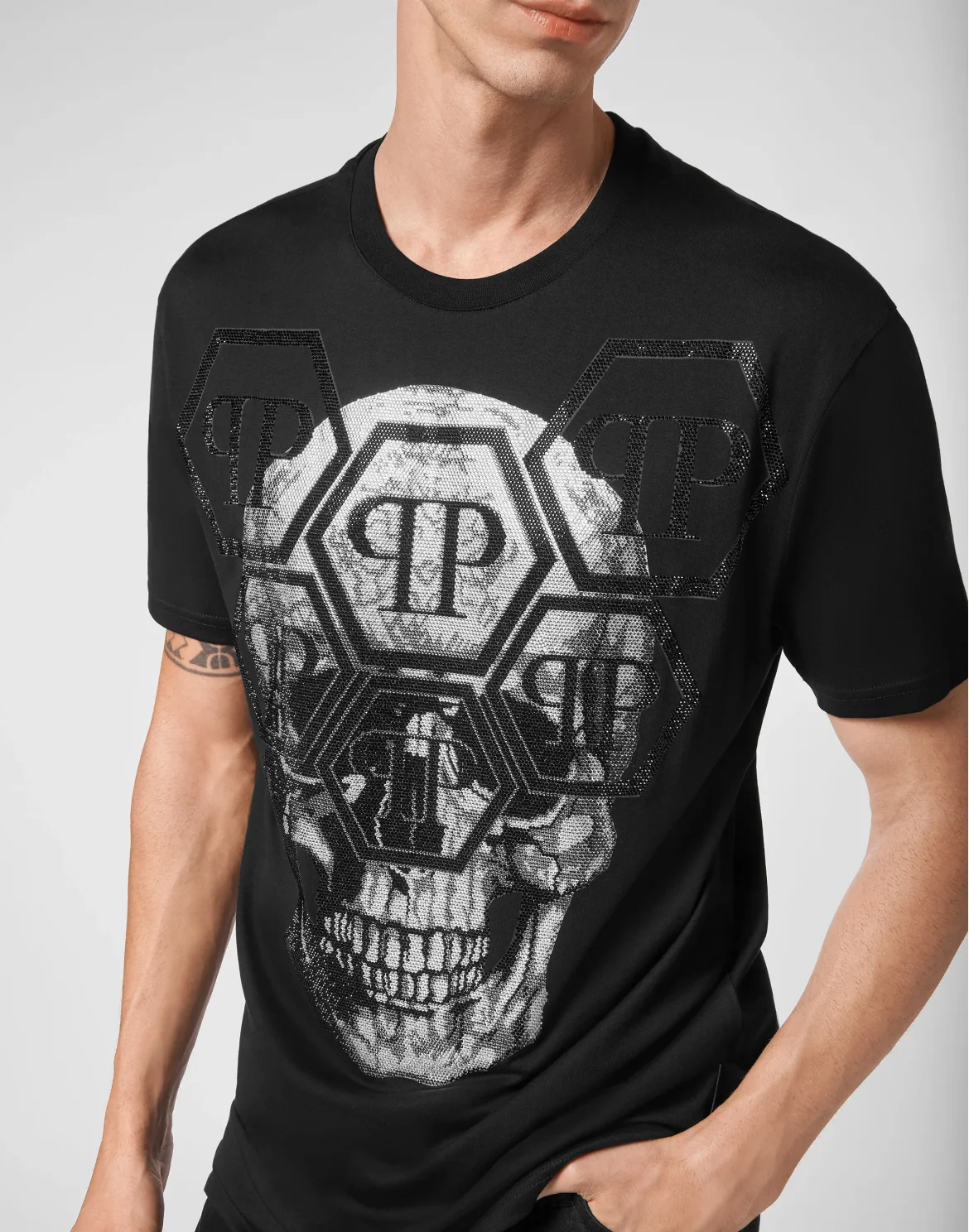 T-shirt Round Neck SS Skull with Crystals, цвет: Черный