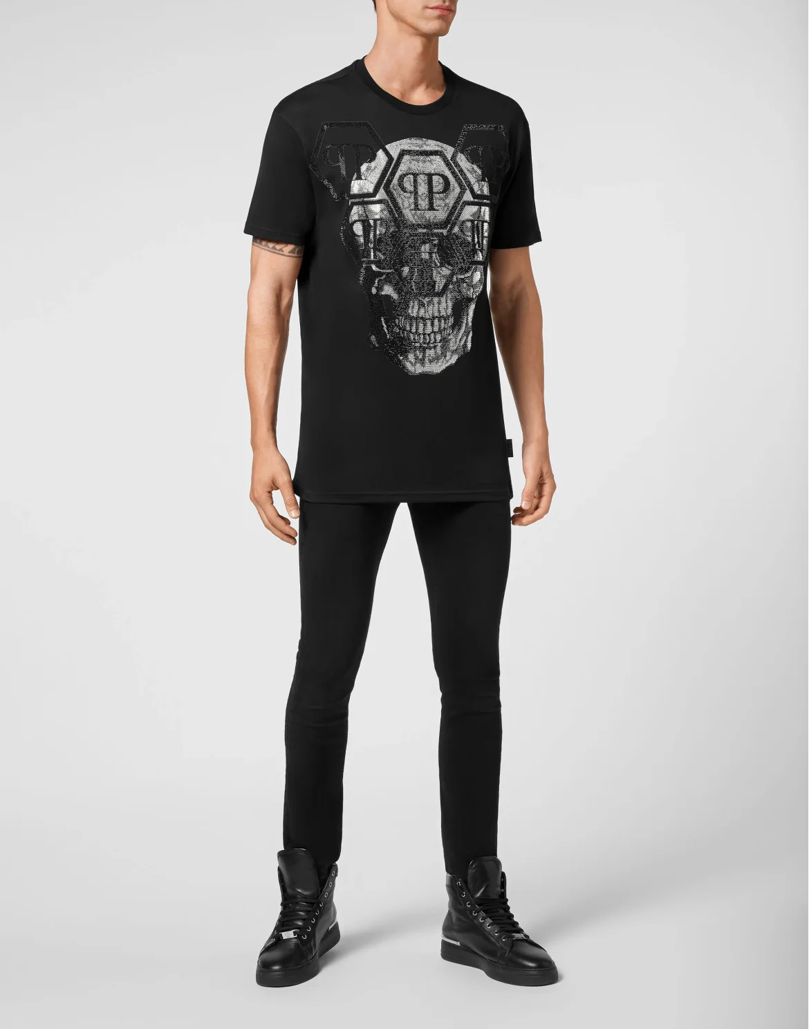T-shirt Round Neck SS Skull with Crystals, цвет: Черный
