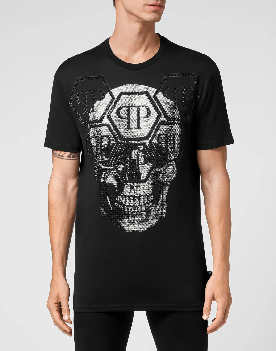T-shirt Round Neck SS Skull with Crystals, цвет: Черный