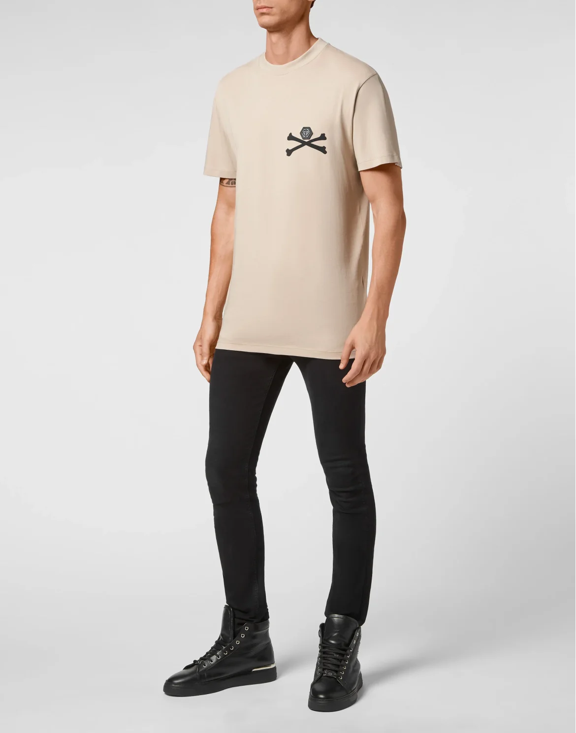 Jersey T-shirt Round Neck SS Skeleton, цвет: Бежевый