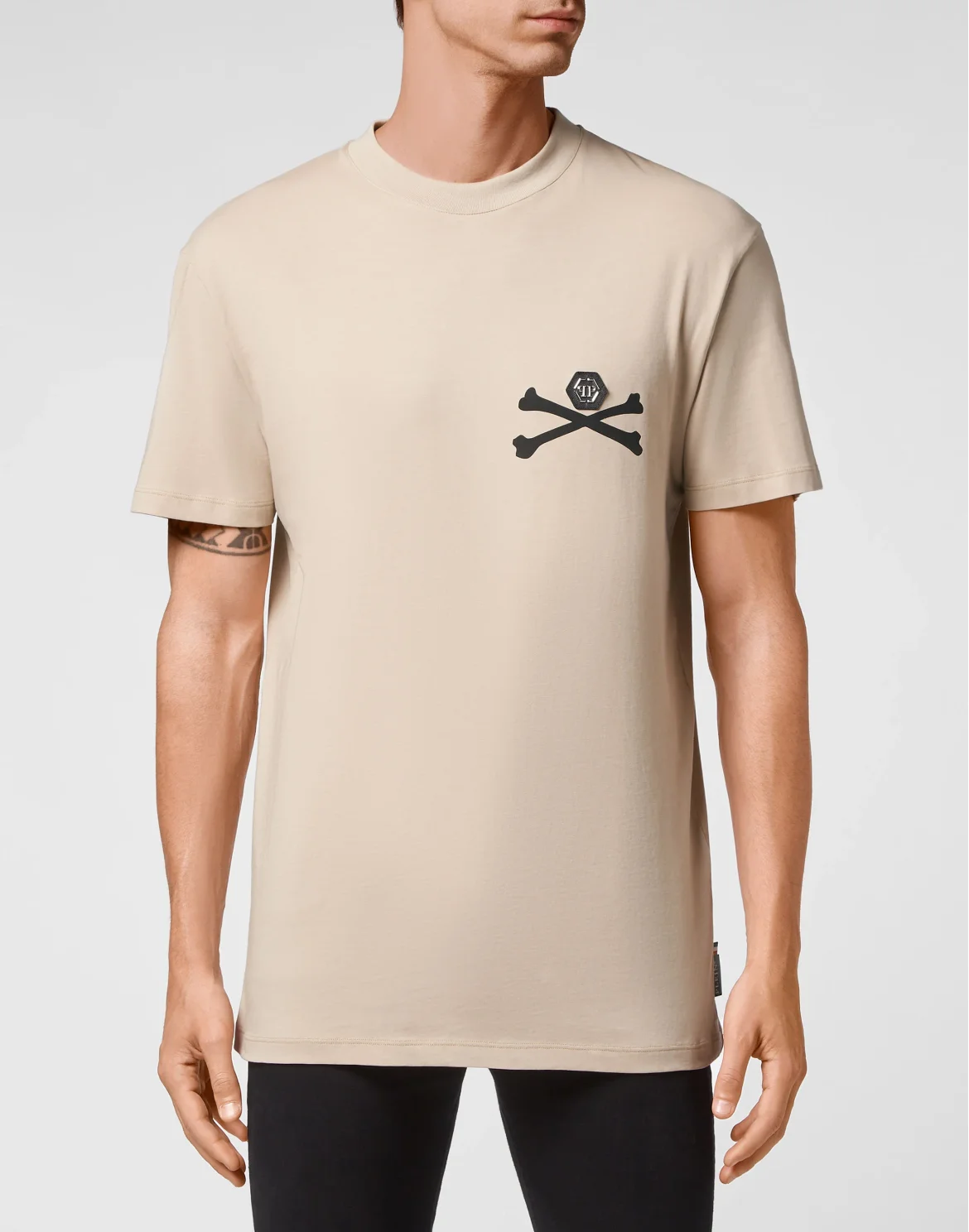 Jersey T-shirt Round Neck SS Skeleton, цвет: Бежевый