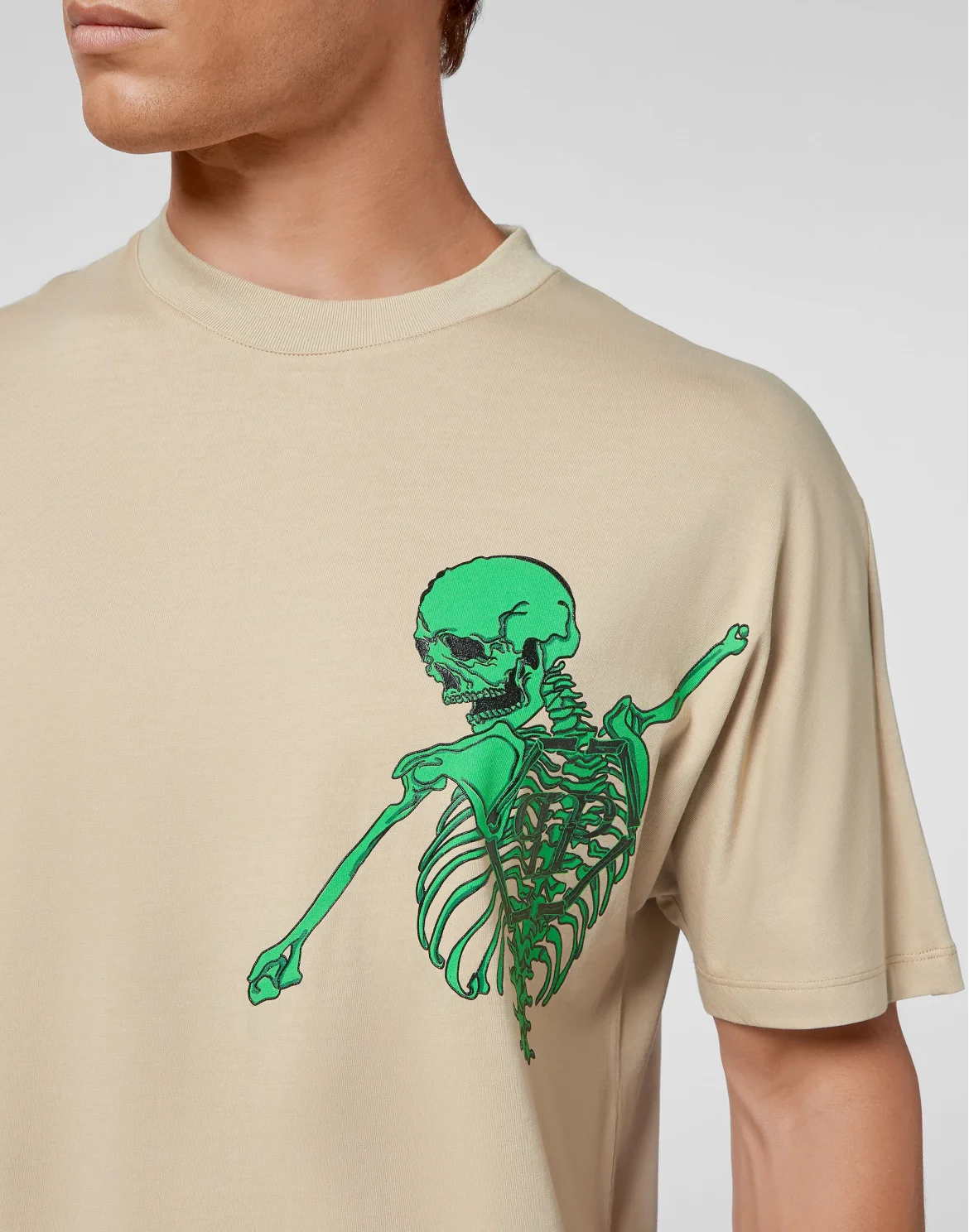 Jersey T-shirt Round Neck SS Skeleton, цвет: Бежевый