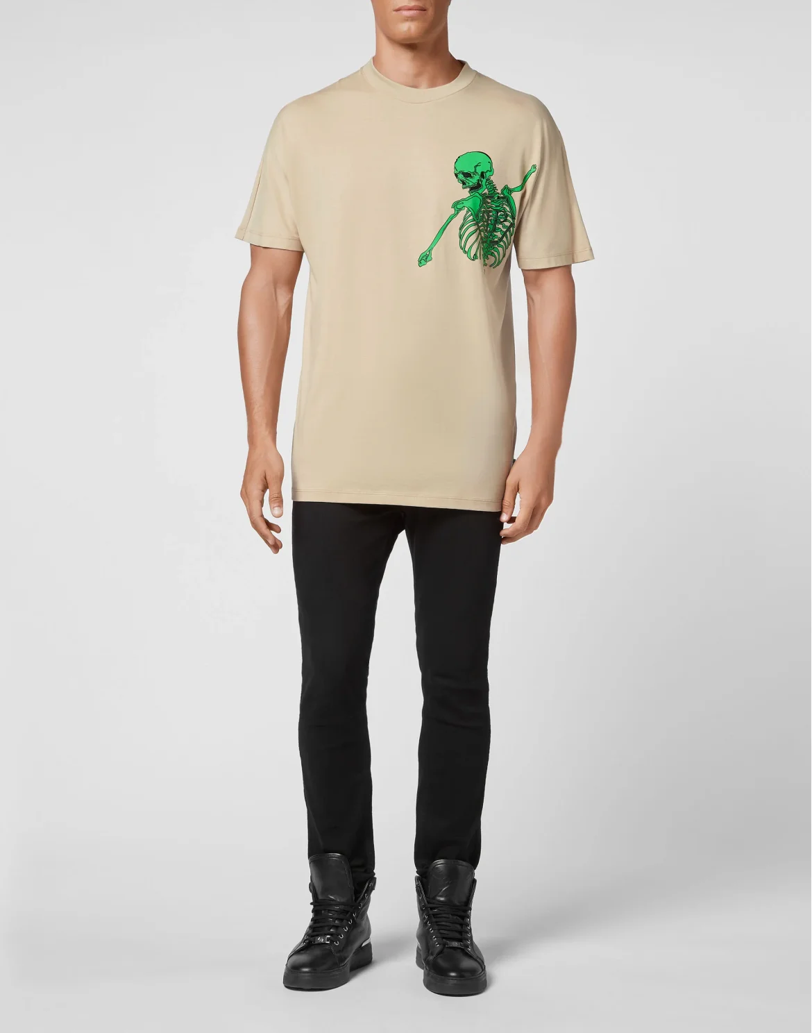 Jersey T-shirt Round Neck SS Skeleton, цвет: Бежевый