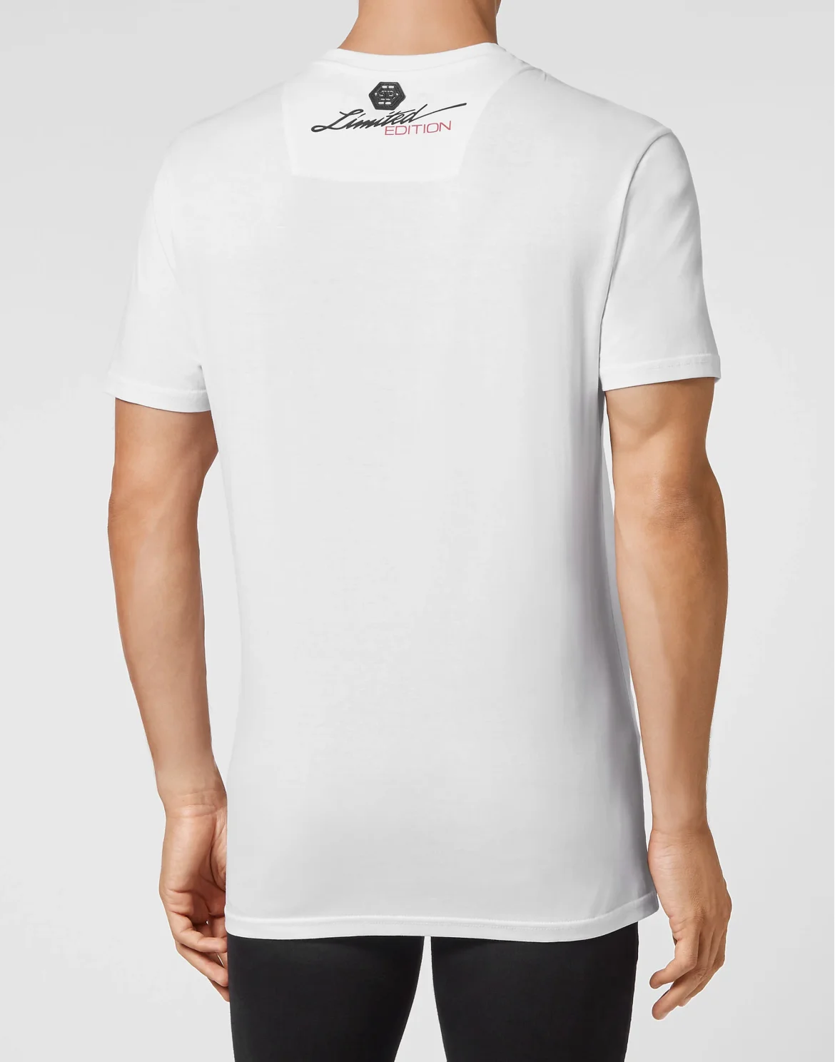 T-shirt Round Neck SS Skull on fire with Crystals, цвет: Белый