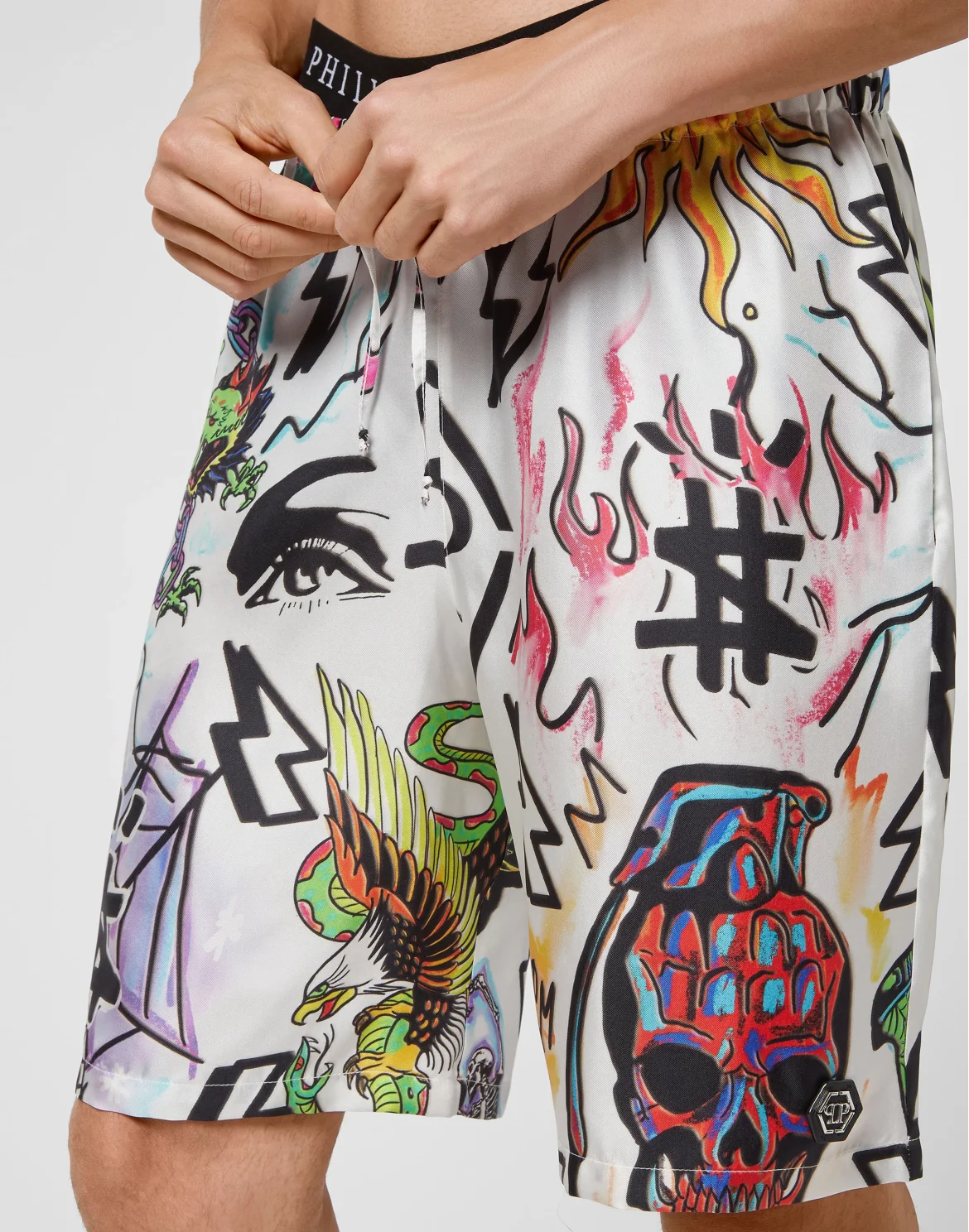 Silk Shorts Tattoo Monogram, цвет: Белый