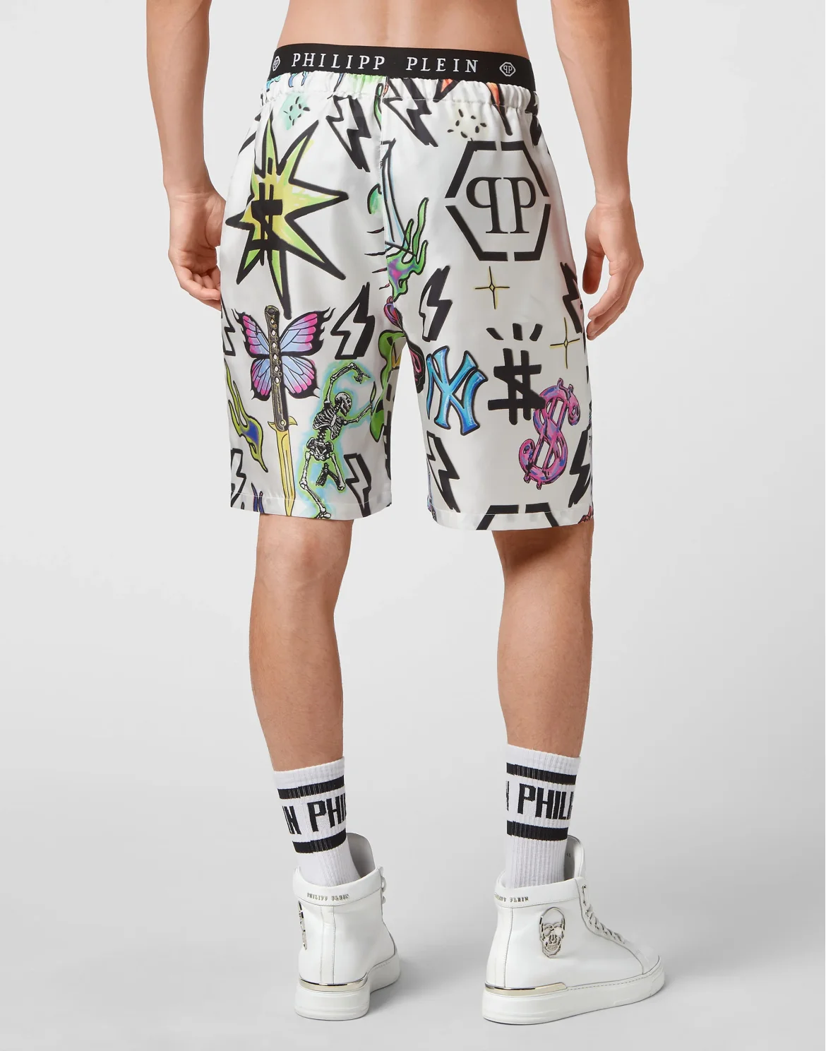 Silk Shorts Tattoo Monogram, цвет: Белый