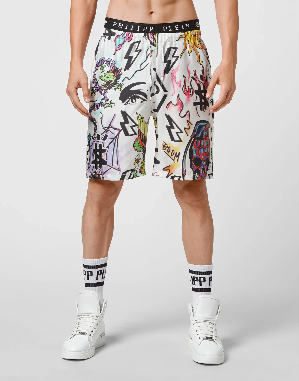 Silk Shorts Tattoo Monogram, цвет: Белый