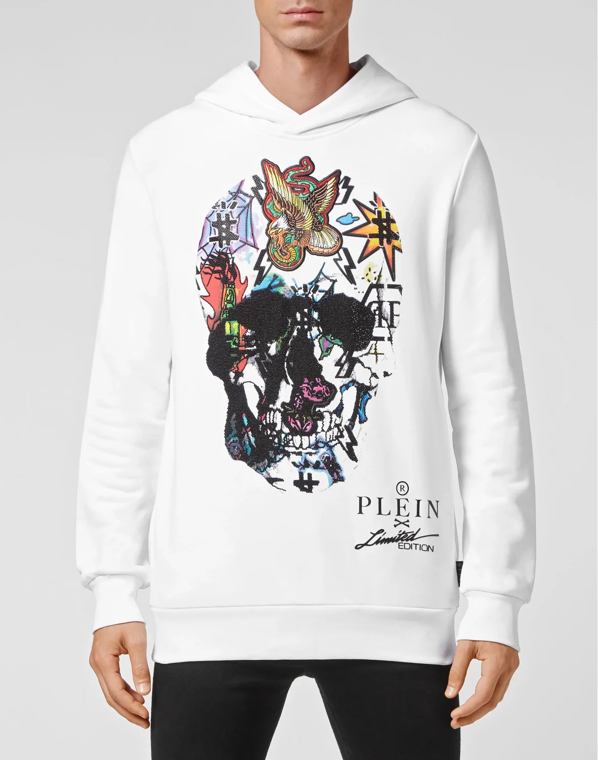 Hoodie sweatshirt Tattoo Skull strass, цвет: Белый