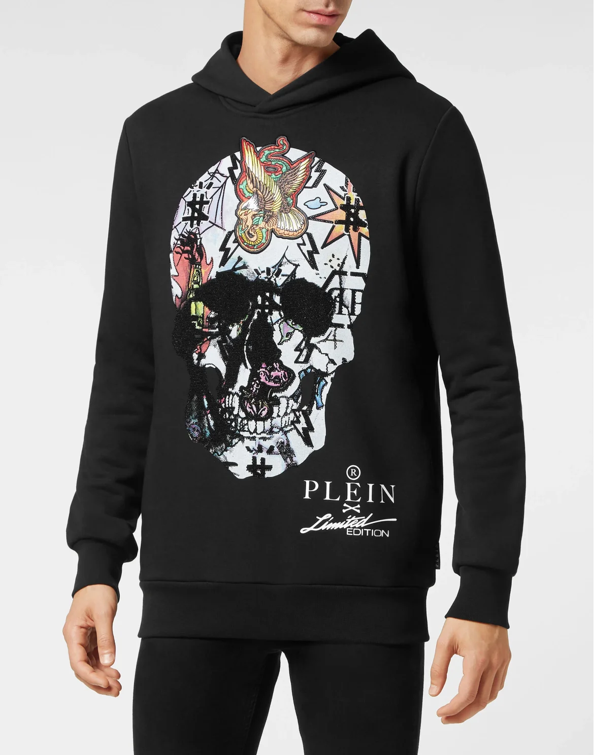 Hoodie sweatshirt Tattoo Skull strass, цвет: Черный