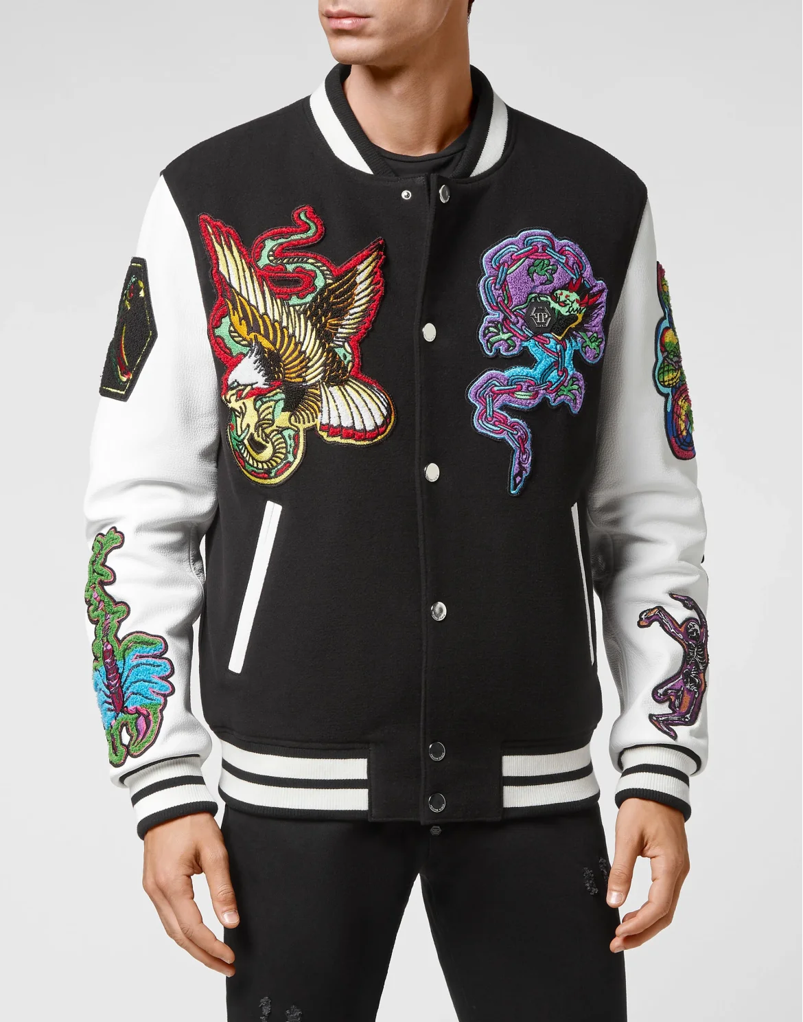 College Bomber Leather sleeves Tattoo Patches, цвет: Черный