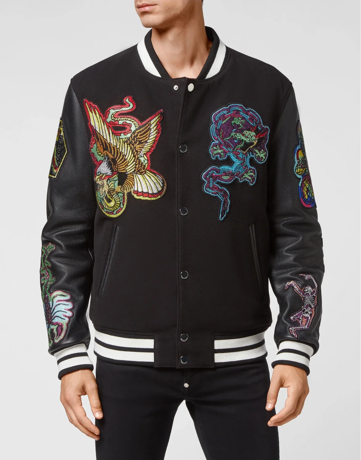 College Bomber Leather sleeves Tattoo Patches, цвет: Черный