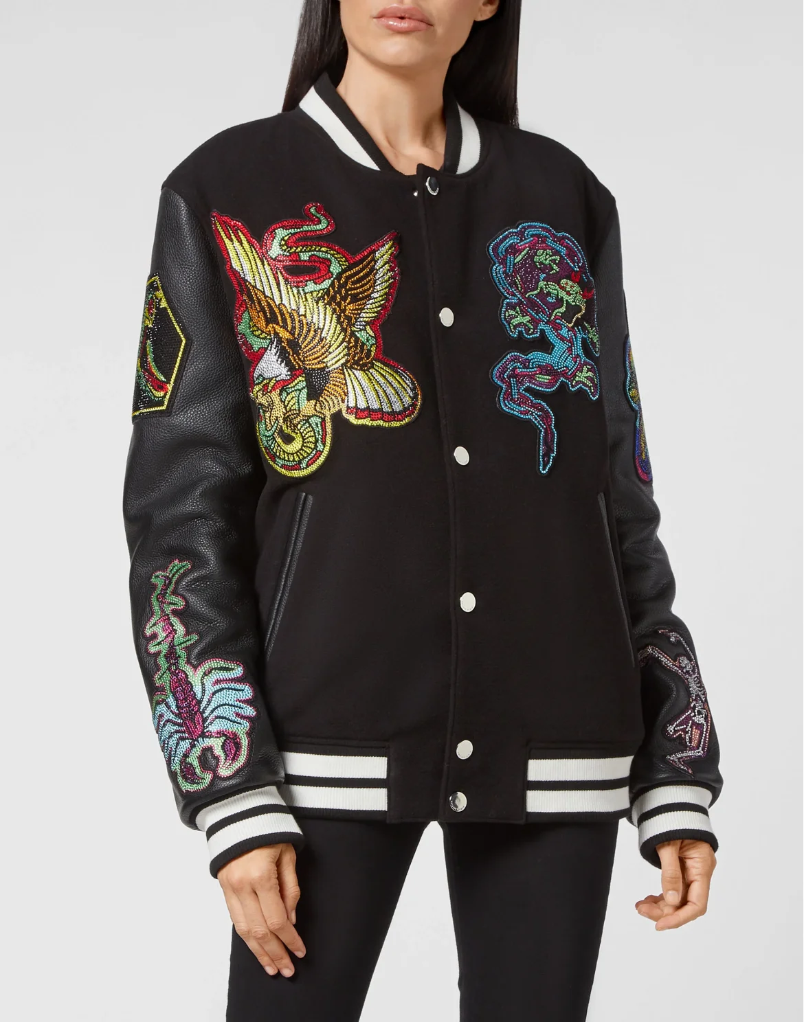 College Bomber Leather sleeves Tattoo Patches, цвет: Черный