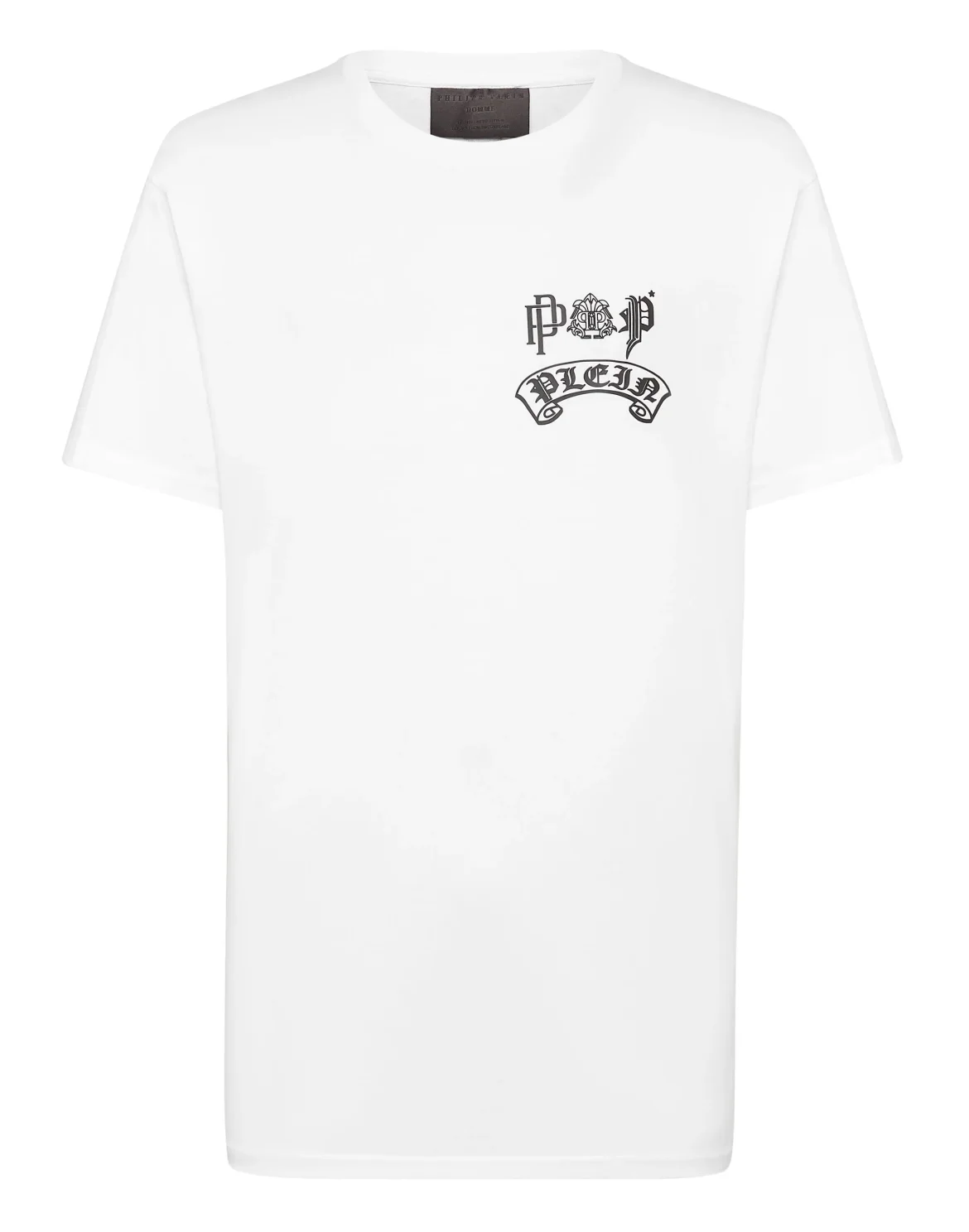 T-shirt Round Neck SS Stones Gothic Plein with Crystals, цвет: Белый