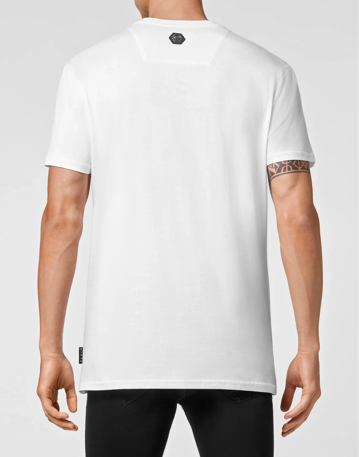 T-shirt Round Neck SS Skull and Plein with Crystals, цвет: Белый
