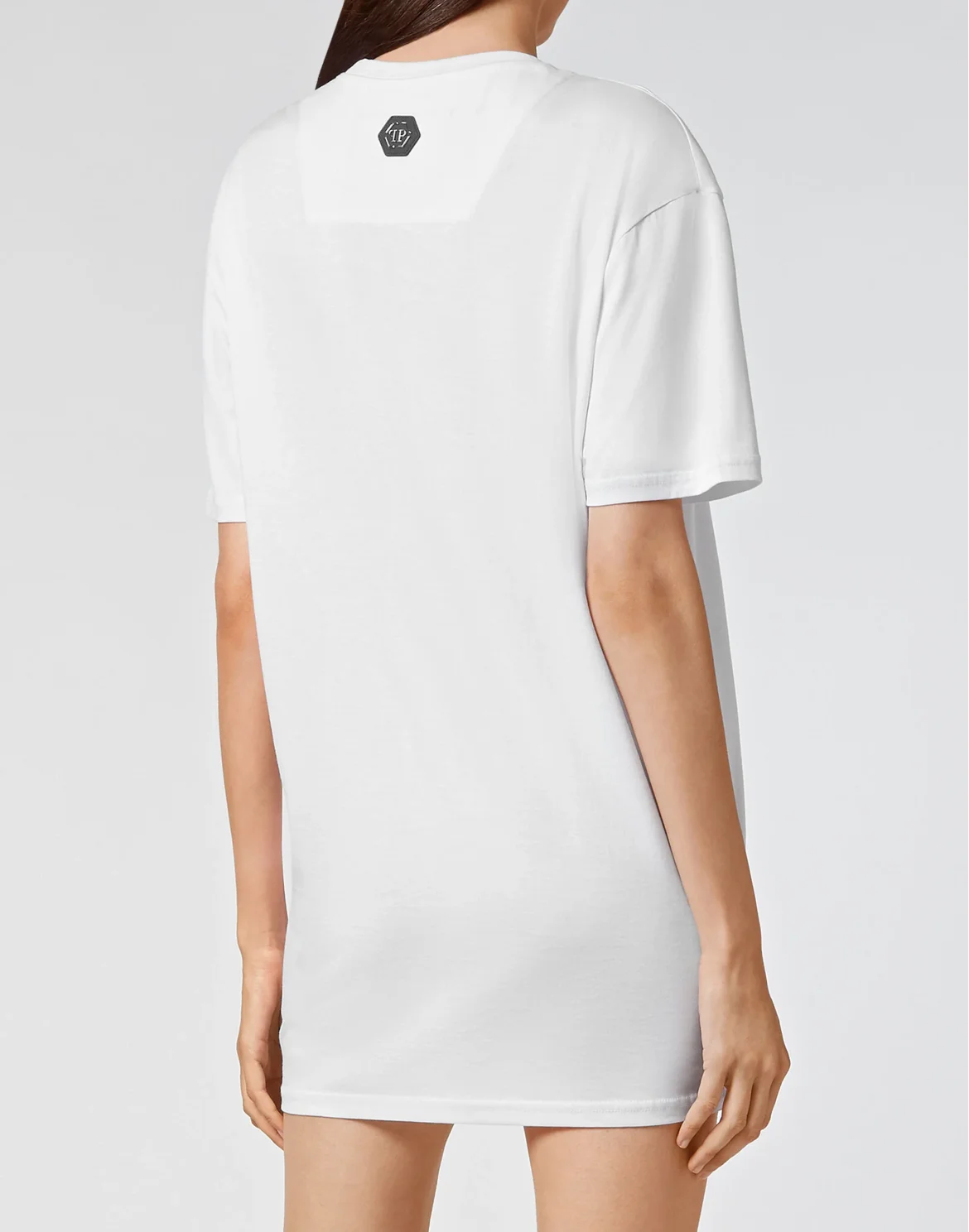 T-shirt Round Neck SS Skull and Plein with Crystals, цвет: Белый