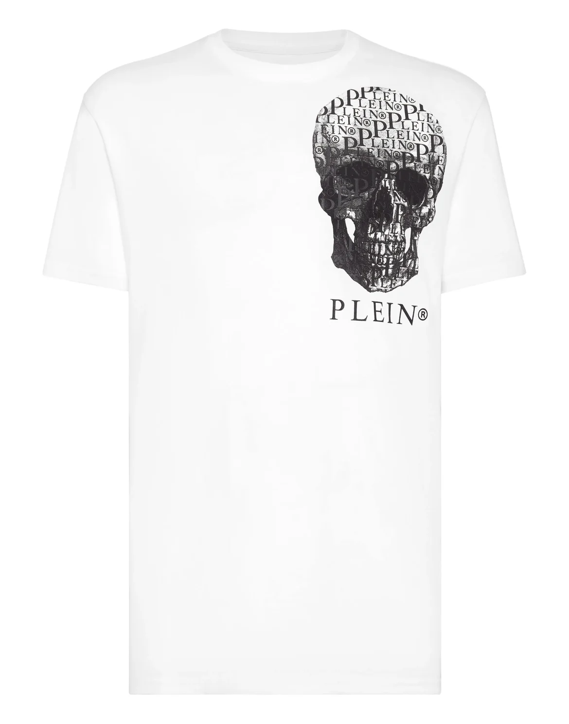 T-shirt Round Neck SS Skull and Plein with Crystals, цвет: Белый