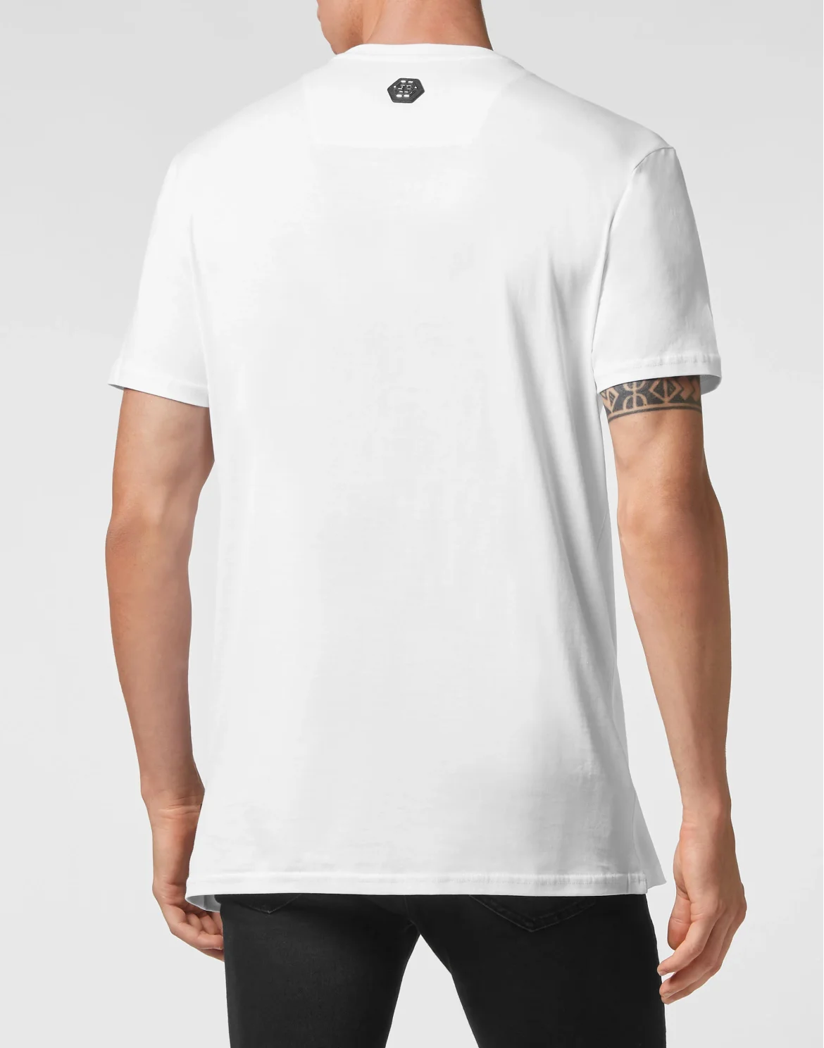 T-shirt Round Neck SS Skull and Plein with Crystals, цвет: Белый