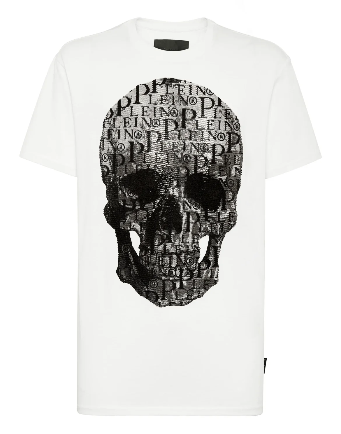 T-shirt Round Neck SS Skull and Plein with Crystals, цвет: Белый