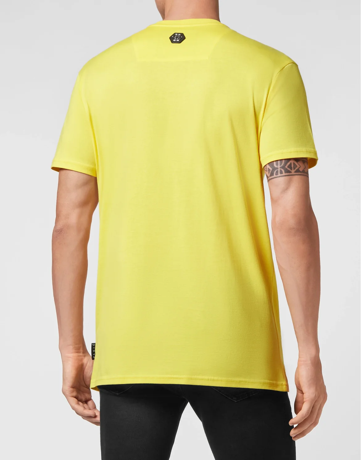 T-shirt Round Neck SS Skull and Plein with Crystals, цвет: Желтый