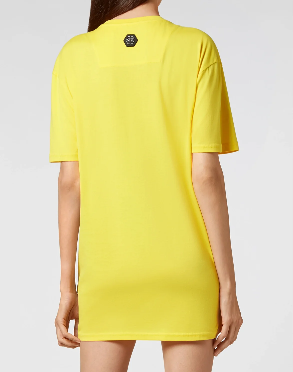 T-shirt Round Neck SS Skull and Plein with Crystals, цвет: Желтый